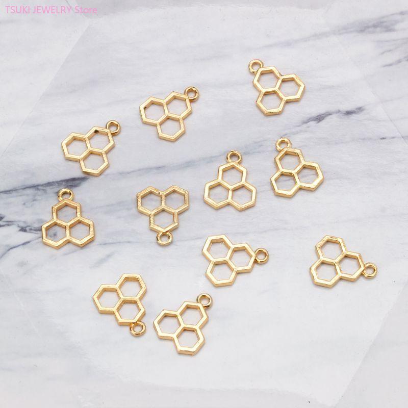 62KE 10x/Set Gold Honeycomb Bl - Bezels Set Pendant recension och pris