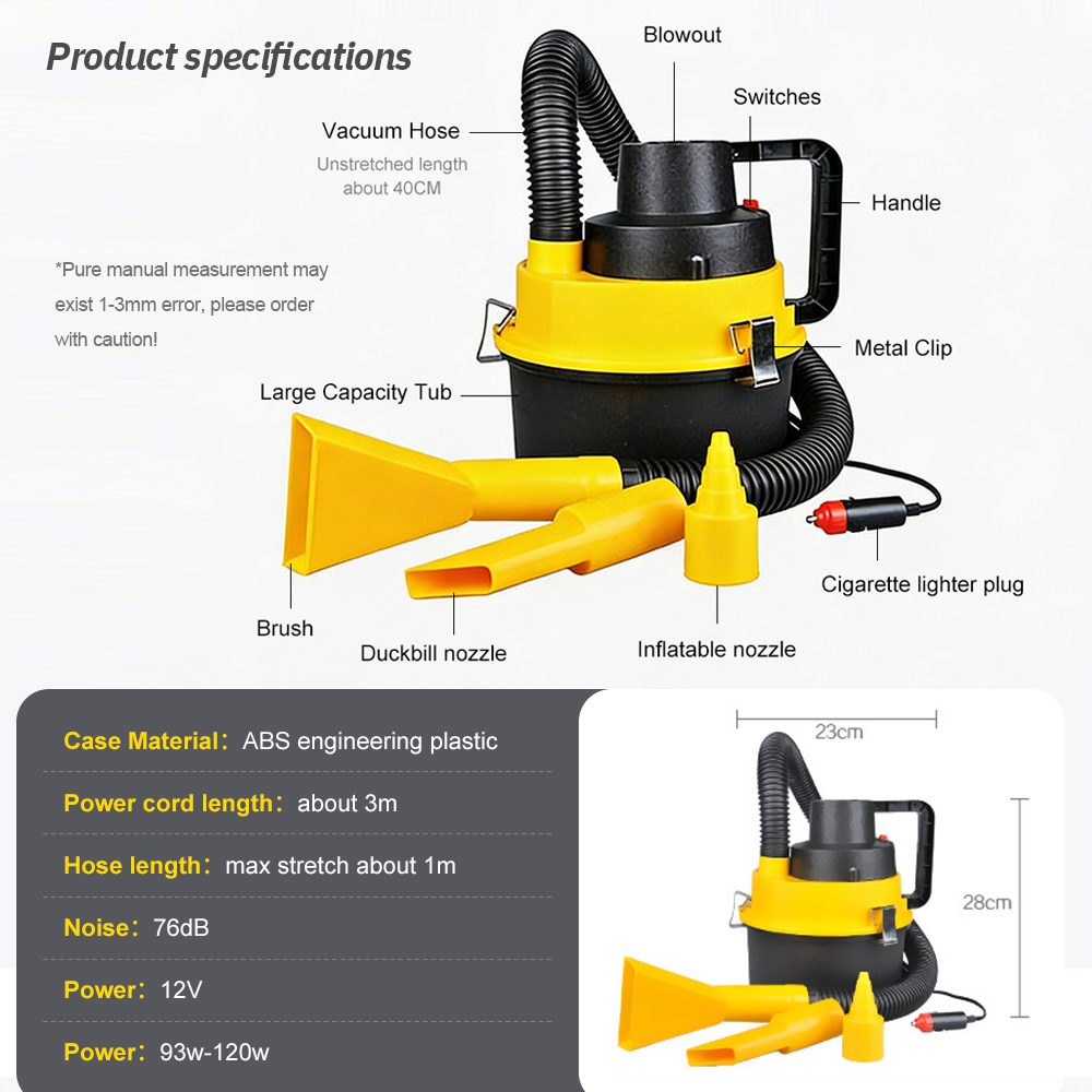 12V Portable Canister Car Vacu - Vacuum Chamber Small recension och pris