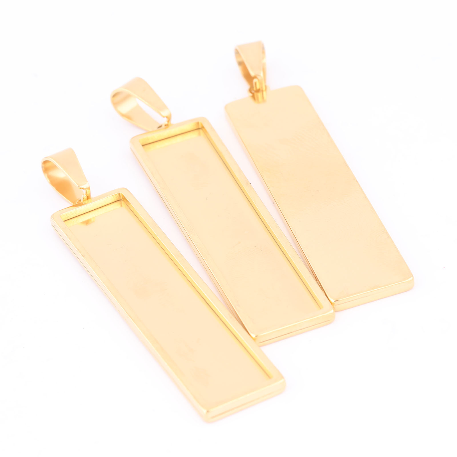 5pcs Stainless Steel Gold Plat - Bezels Set Pendant recension och pris