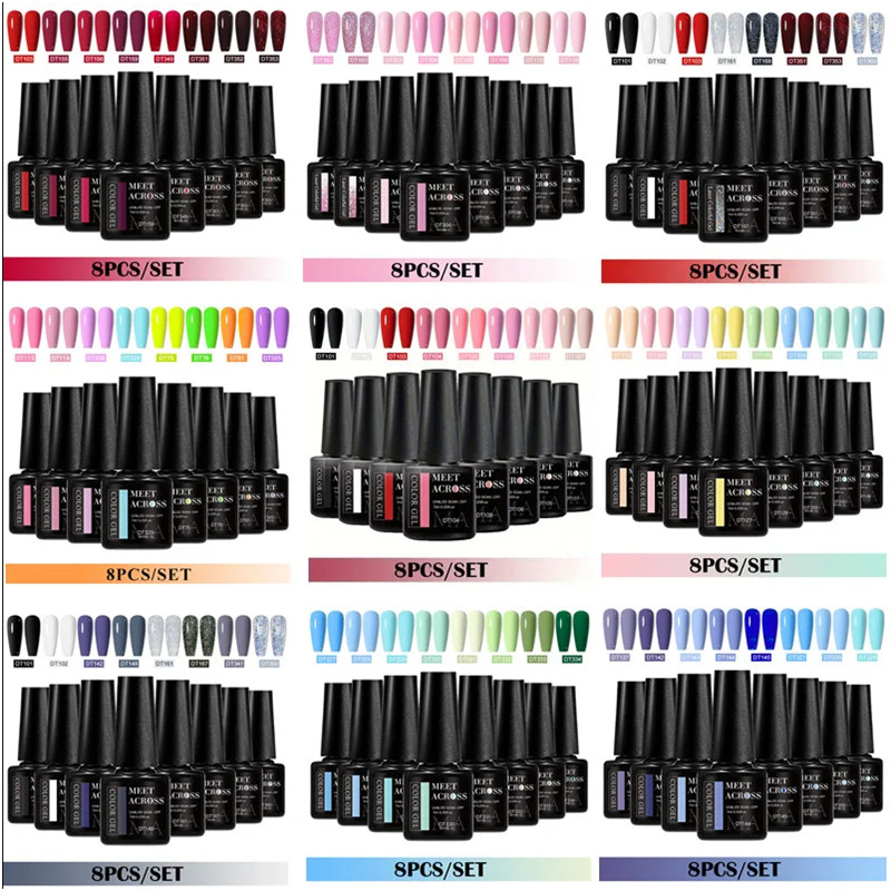 8pcs Gel Nail Polish Set HEMA  - Resin Glitter Pack recension och pris